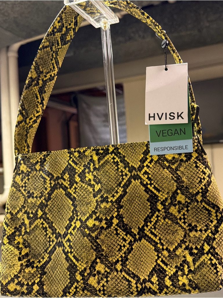 Hvisk Scape Small Shell Yellow Snakeskin Vegan Leather Shoulder Bag H2354 Nwt — image 3 of 8